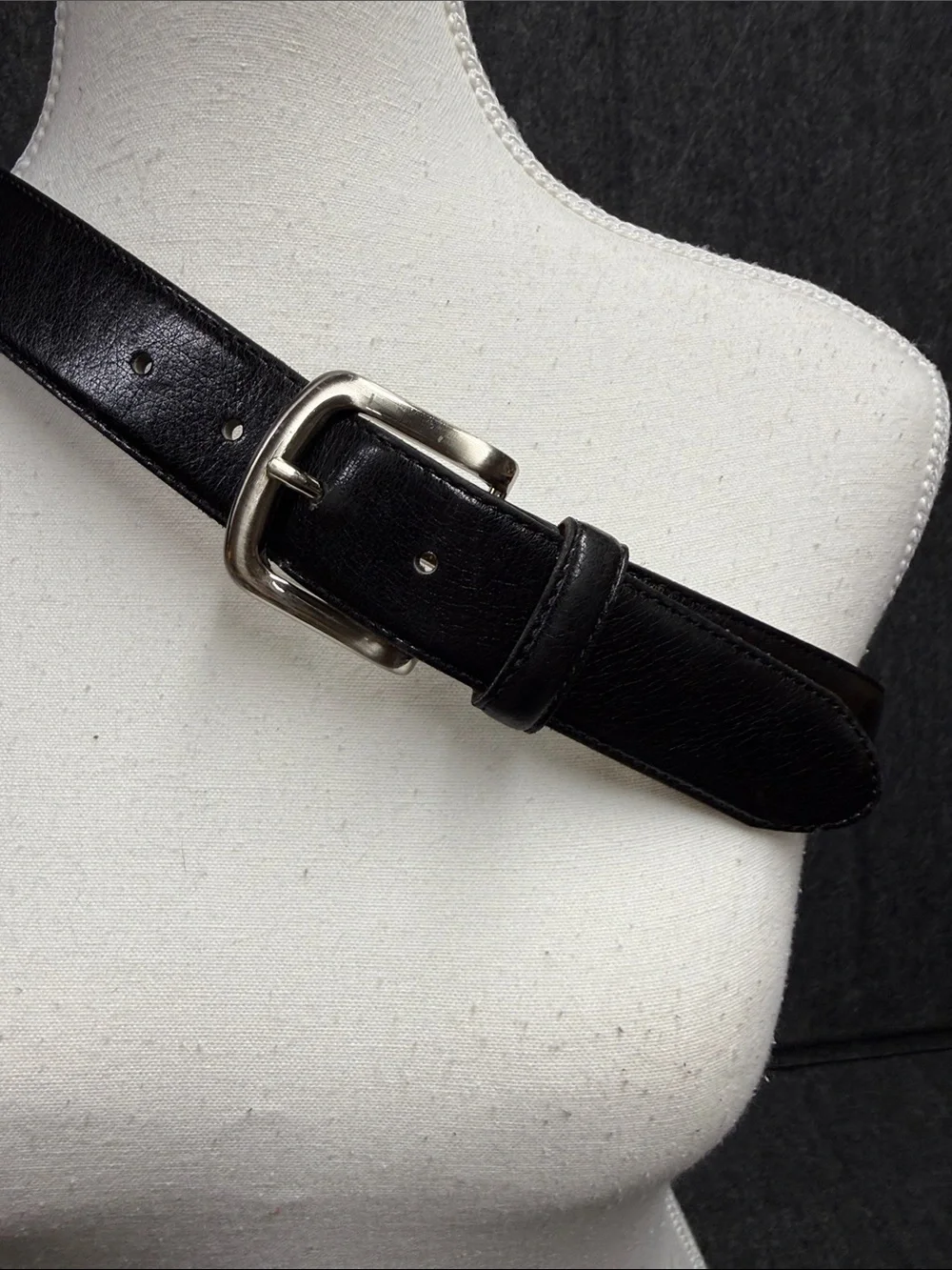 Bosca Black Leather Belt  Silver Buckle